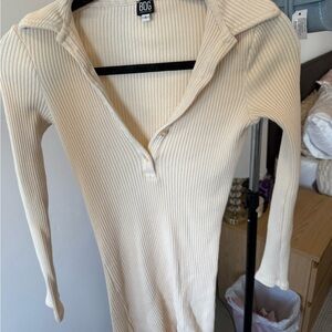 BDG Cream Ribbed Knit Dress